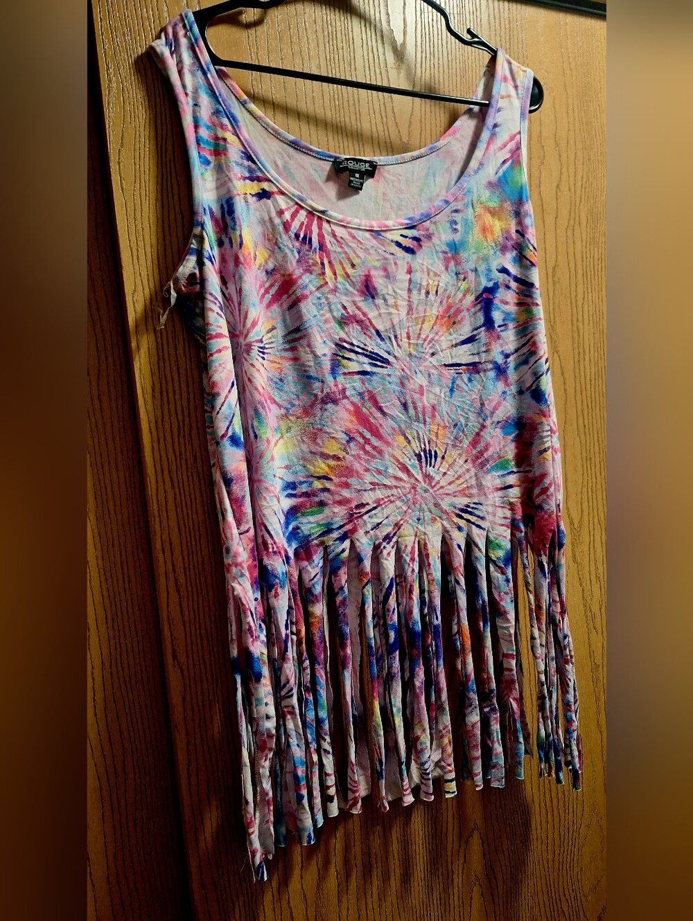 Tie-Dye Fringe Tank Top - Multicolor